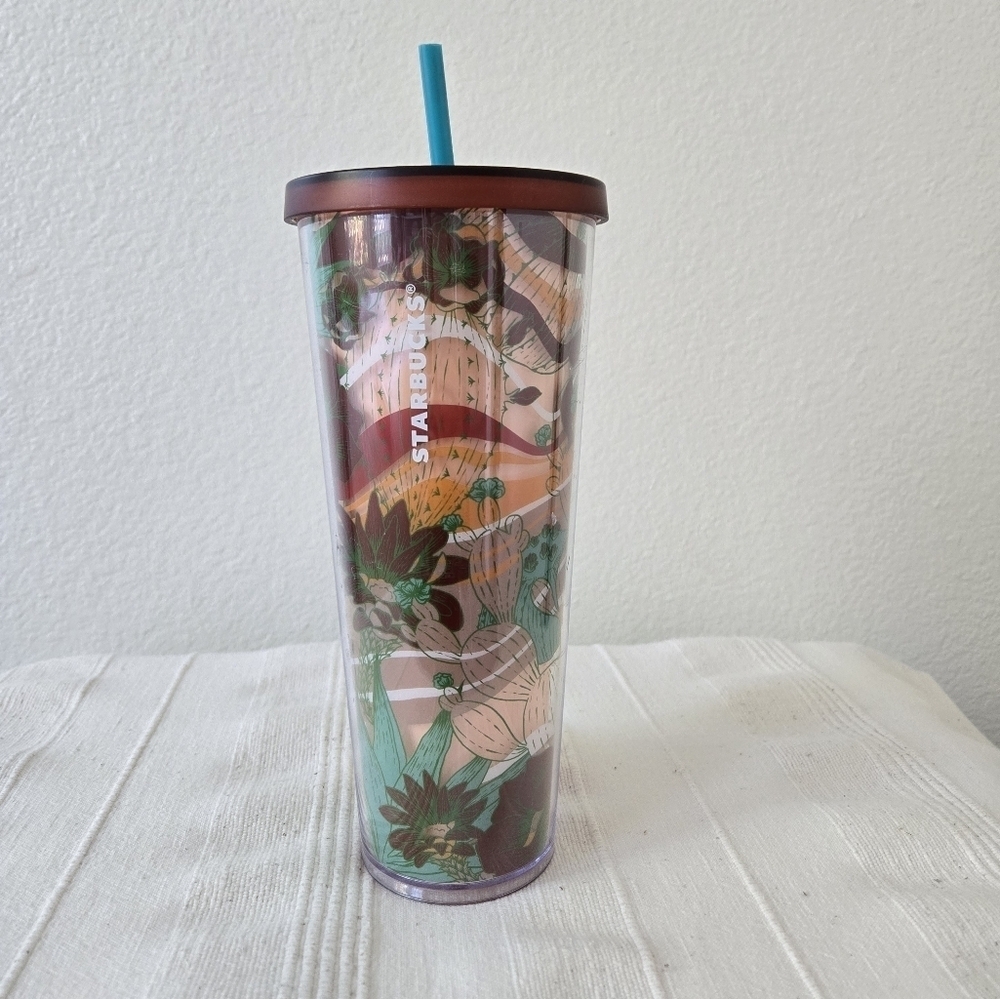 Starbucks 2019 Terra Cotta Desert Cactus Bloom ‎ 24oz Acrylic Tumbler
